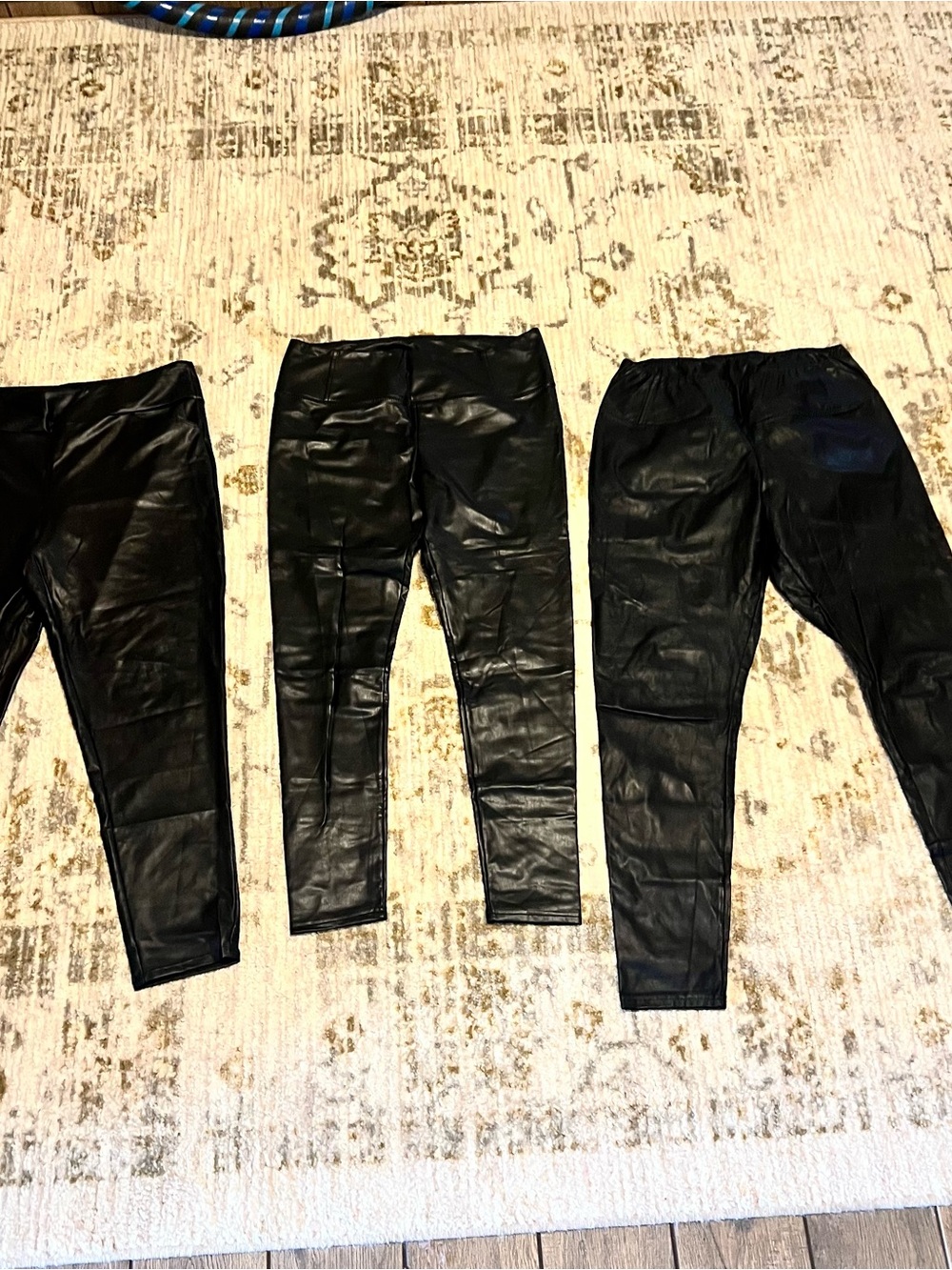 Black Faux Leather Leggings - Set of 3